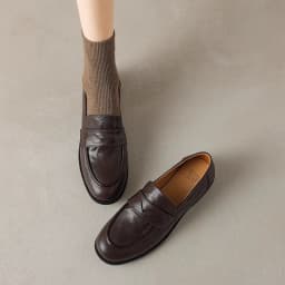 Women's Vintage Leather Loafers Shoes Round Toe Slip On Flats Classic Black/Brown Casual Daily Shoes Comfort Soft Sole Loafers