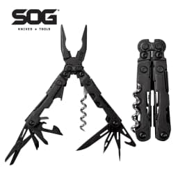 SOG PowerLitre 19 Functions Compact Multitool EDC 5 Inch Lightweight Stainless Steel Multifunctional Pliers W/ Folding Knife Wire Cutter Magnetic Bit Holder Corkscrew For Survival Hiking Home DIY Outdoor Emergency Repair Portable Hand Tools W/ Pocket Clip