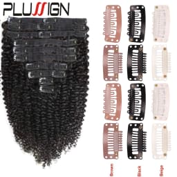 10Pcs 32Mm Hair Clips U-Shape Metal Clips For Hair Extensions 9-Teeth Wig Clip For Women Wig Accessories Black Brown Beige