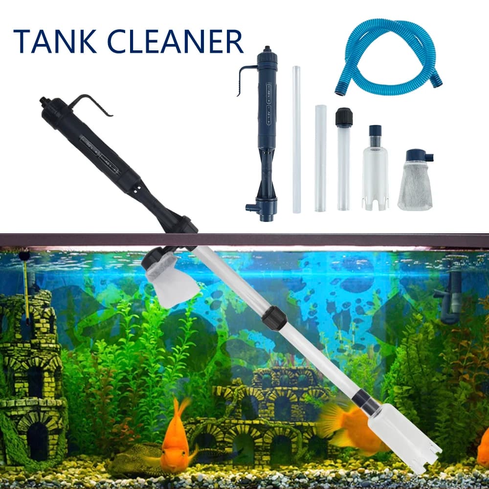 Electric Aquarium Siphon Cleaner Fish Tank Vacuum Gravel Cleaning Tool Water Changer with Air-Pressing Button Aquarium Accessory