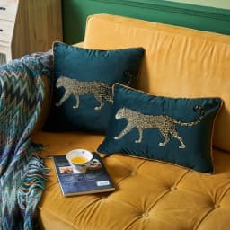 American Decorative Pillowcase Animal Parrot Leopard Embroidered Pillow Case Ornamental Pillows Blue Green Velvet Pillow Cover