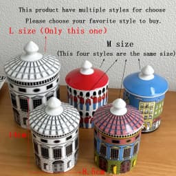 With Lid Colorful Building Funny European Ceramic Candle Holder Storage Jar Bottle Candlestick Home Ornament Art Desk Decoration