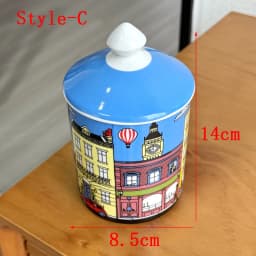 With Lid Colorful Building Funny European Ceramic Candle Holder Storage Jar Bottle Candlestick Home Ornament Art Desk Decoration