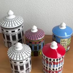 With Lid Colorful Building Funny European Ceramic Candle Holder Storage Jar Bottle Candlestick Home Ornament Art Desk Decoration