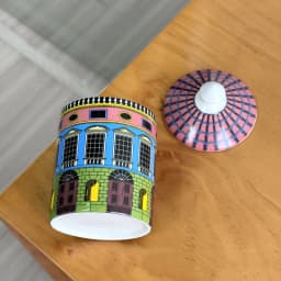 With Lid Colorful Building Funny European Ceramic Candle Holder Storage Jar Bottle Candlestick Home Ornament Art Desk Decoration