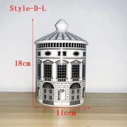 With Lid Colorful Building Funny European Ceramic Candle Holder Storage Jar Bottle Candlestick Home Ornament Art Desk Decoration