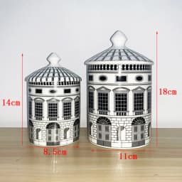 With Lid Colorful Building Funny European Ceramic Candle Holder Storage Jar Bottle Candlestick Home Ornament Art Desk Decoration