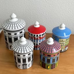 With Lid Colorful Building Funny European Ceramic Candle Holder Storage Jar Bottle Candlestick Home Ornament Art Desk Decoration