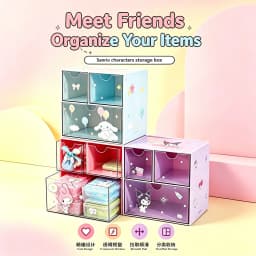Official Themed Three Grid Drawer Storage Box Clear Multi Compartment Cute Desktop Organizer For Dorm Bedroom