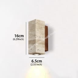 Yellow Travertine Wall Lamp Vintage Design Wood Stone Sconce Light LED Lighting Fixture Bedroom Living Room Bedside Home Decor