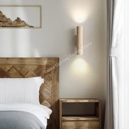 Yellow Travertine Wall Lamp Vintage Design Wood Stone Sconce Light LED Lighting Fixture Bedroom Living Room Bedside Home Decor