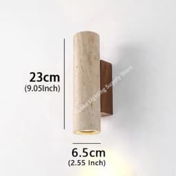 Yellow Travertine Wall Lamp Vintage Design Wood Stone Sconce Light LED Lighting Fixture Bedroom Living Room Bedside Home Decor