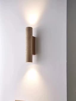 Yellow Travertine Wall Lamp Vintage Design Wood Stone Sconce Light LED Lighting Fixture Bedroom Living Room Bedside Home Decor
