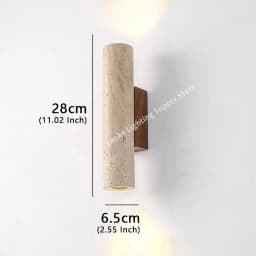Yellow Travertine Wall Lamp Vintage Design Wood Stone Sconce Light LED Lighting Fixture Bedroom Living Room Bedside Home Decor