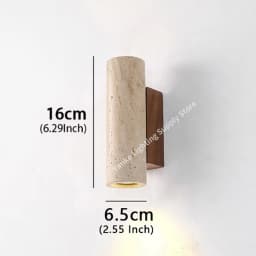 Yellow Travertine Wall Lamp Vintage Design Wood Stone Sconce Light LED Lighting Fixture Bedroom Living Room Bedside Home Decor