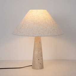 Yellow Travertine Fabric Art Table Lamp Japanese Marble Table Lamp For Living Room Bedroom Bedside Wabi Sabi Stone Desk Lighting
