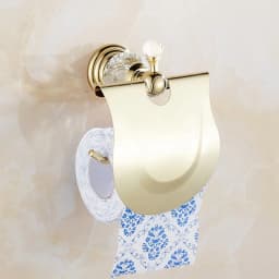 Bathroom Towel Shelf Gold Finished Bath Toilet Paper Holder Robe Hook Towel Rack Holder Tumble Holder Soap Basket ELG85400
