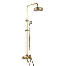 KEMAIDI Antique Brass Shower Fixture 8 Inch Rainfall Shower Head with Handheld Spray Dual Knobs Mixer Bathroom Triple Function