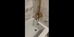 KEMAIDI Antique Brass Shower Fixture 8 Inch Rainfall Shower Head with Handheld Spray Dual Knobs Mixer Bathroom Triple Function