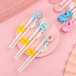 1 Pair Cartoon Animal Head Chopsticks Children Eating Training Chopsticks Baby Safty Learning Chopsticks Reusable Tableware