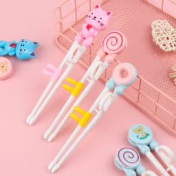 1 Pair Cartoon Animal Head Chopsticks Children Eating Training Chopsticks Baby Safty Learning Chopsticks Reusable Tableware