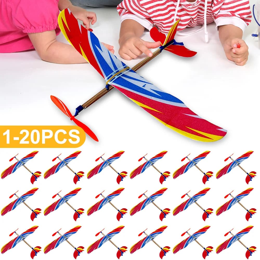 1-20PCS DIY Hand Throw Flying Planes Elastic Rubber Band Powered Flying Airplane Plane Model Toys For Children