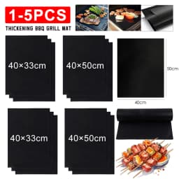 1-5PCS BBQ Grill Mat Barbecue Baking Non-stick Pad Reusable Cooking Plate PTFE Outdoor Picnic Party Grilling Mat Tool 40×50cm