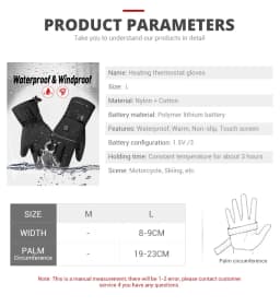 Winter Heated Gloves Men Women Thermal Motorcycle Heated Gloves for Snowmobile Windbreak Riding Warm Hand Gloves Warm Waterproof