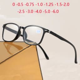 0 -0.5 -1.0 To -6.0 Women Men Square Myopia Glasses Finished Comfortable TR90 Student Prescription Glasses With Cylinder