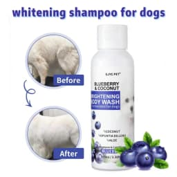 Professional Dog Whitening Shampoo Blueberry Brightening Formula Enhances Fur Shine Softness Pet Grooming Care