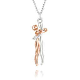 Seulement New 14K Gold Plated Embrace Pendant Couple Parent-child  Necklace for Women Two-tone Hug Earrings Jewelry Gift