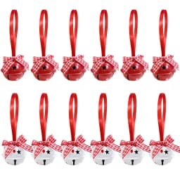12Pcs Snowflake Christmas Jingle Bells Metal Decorative Pendant Xmas Tree Hanging Ornament 2025 New Year Home Party Decorations