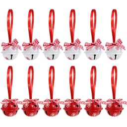 12Pcs Snowflake Christmas Jingle Bells Metal Decorative Pendant Xmas Tree Hanging Ornament 2025 New Year Home Party Decorations