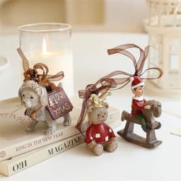 2026 Xmas Tree Pendant Cartoon Painted Santa Claus Elk Bear Christmas Stocking Resin Pendant Christmas Party Decorations 1pc