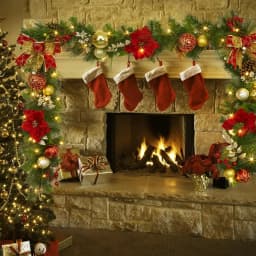 Garvee 9FT Christmas Decorations Artificial Christmas Garland in Red Gold & Silver Winter Wreath Holiday Greenery for Mantel Staircase Fireplace Indoor Outdoor Xmas Decor