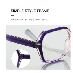 CLLOIO Ladies Trend Street Style Glasses Polygonal Gradual Change Frames Blue Light Filter Reading Glasses Customizable Myopia