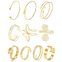 FTCY Boho Arm Bracelet for Women Vintage Geometric Gold Color Leaf Women's Arm Bangles Adjustable Jewelry