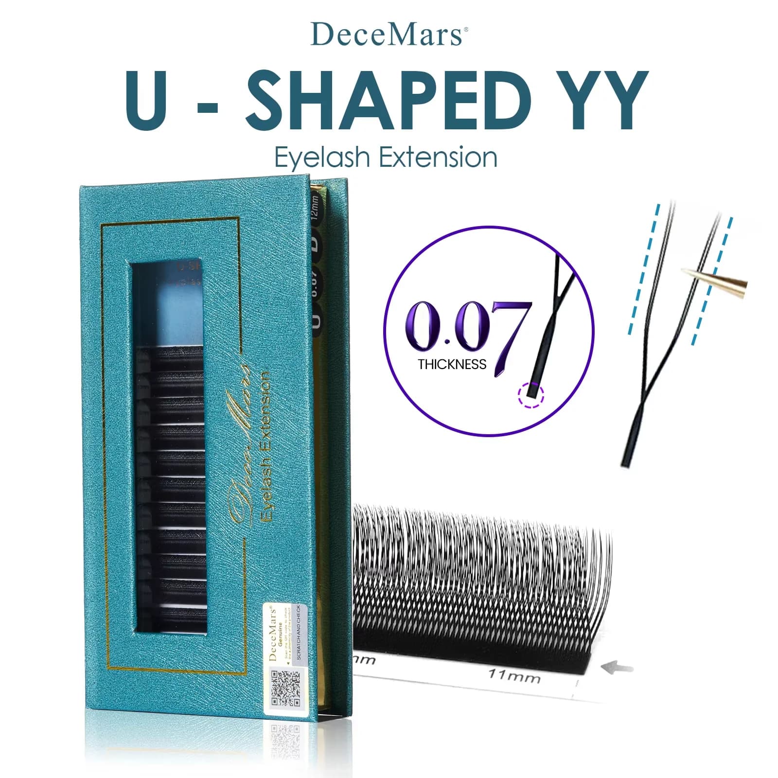 DeceMars 0.07mm U-Shaped YY Eyelash Extensions (12lines/Tray)