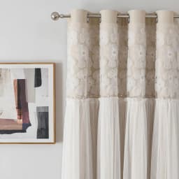 Korean-style Lace Curtain Finished Product Full Blackout Curtain Cloth Living Room Bedroom Solid Color Floating Window Curtain