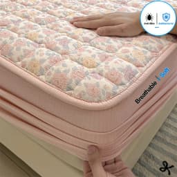 Breathable Soft Mattress Cover Fitted Sheet, Antibacterial Anti-Mite All Season Mattress Protector Non-Slip Silent Single/Double