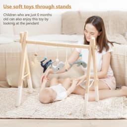 Wooden Rattle Toys Play Gym Mobile Hanging Sensory Toys Foldable Play Gym Frame Activity Gym 0 - 12 Months Baby Activity Area