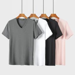 95% Bamboo Fiber V Neck Mens T Shirt Comfortable Summer Short Sleeve Tees Gym Clothing Men Undershirt Male Clothes White 2024