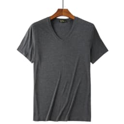 95% Bamboo Fiber V Neck Mens T Shirt Comfortable Summer Short Sleeve Tees Gym Clothing Men Undershirt Male Clothes White 2024
