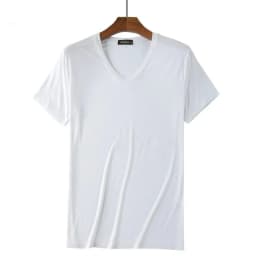 95% Bamboo Fiber V Neck Mens T Shirt Comfortable Summer Short Sleeve Tees Gym Clothing Men Undershirt Male Clothes White 2024