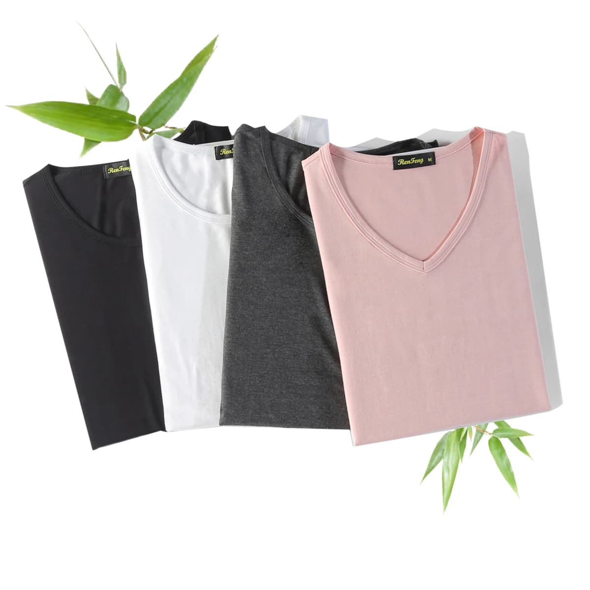 95% Bamboo Fiber V Neck Mens T Shirt Comfortable Summer Short Sleeve Tees Gym Clothing Men Undershirt Male Clothes White 2024