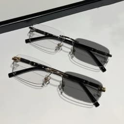 Square Rimless Photochromic Myopia Glasses Men Women Business Anti-UV Nearsighted Eyewear Retro Eyeglasses 0-1.0-4.0