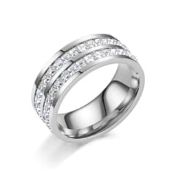 Women's Men's Ring 4mm/8mm Gold Silver Color Stainless Steel Iced Out Full Crystal Zirconia Wedding Rings For Man Woman Jewelry