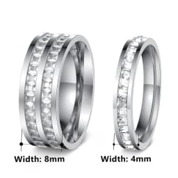 Women's Men's Ring 4mm/8mm Gold Silver Color Stainless Steel Iced Out Full Crystal Zirconia Wedding Rings For Man Woman Jewelry