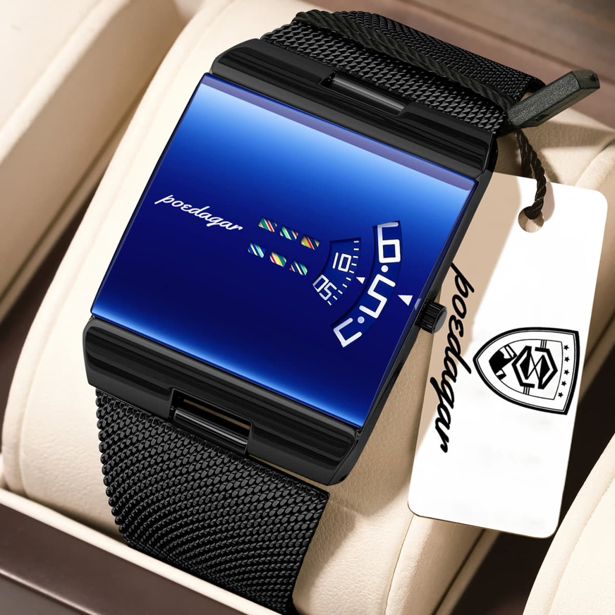 POEDAGAR Top Original High Quality Man Watch Waterproof Watch For Men Casual Mesh Sports Military Men's Quartz Watches Reloj+Box