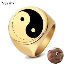 New Arrival Stainless Steel Pun Chia Tai Chi Yin Yang Gossip Ring For Men Fashion Finger Statement Jewelry Party Wholesale